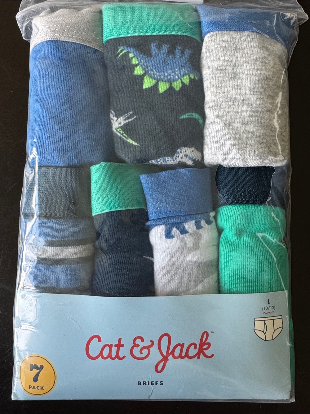 Cat & Jack Boys' Blue, Green & Gray 7-Pack Briefs Boys Large 10/12